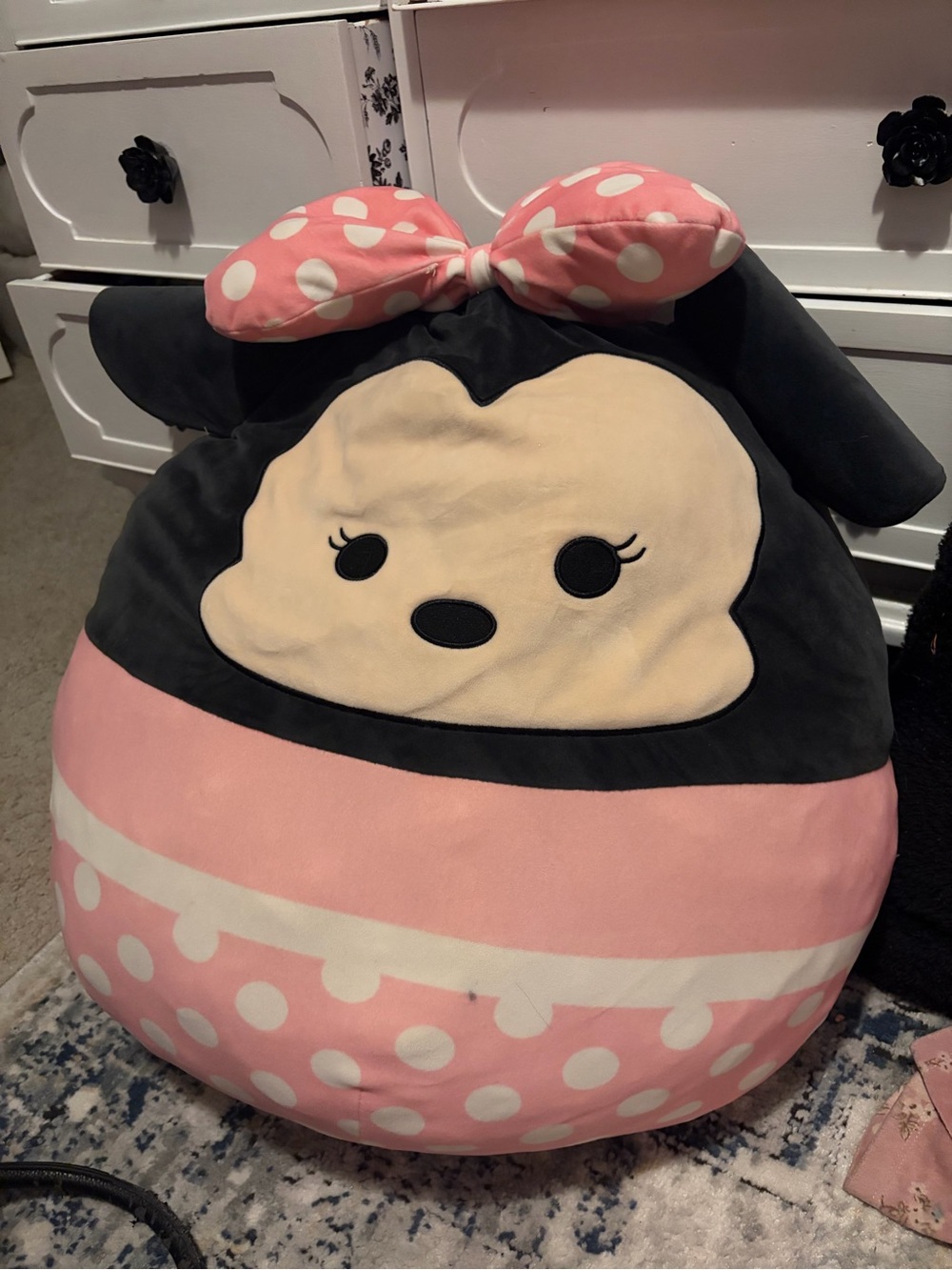 Plush Pink Polka Dot Character Throw Pillow